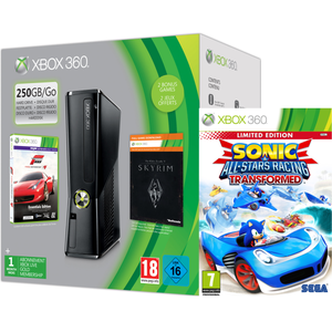 Xbox 360 250GB Holiday Sonic Bundle (Includes Sonic & All-Stars Racing Transformed, Forza 4 'Essentials Edition', Skyrim 'Live DLC', 1 Month Xbox Live)