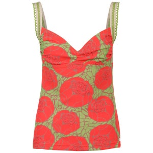 John Galliano Women's Rose Print Beach Top - Orange