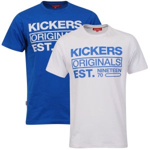 Kickers Men's Two Pack Amyas T-Shirts - Blue/White