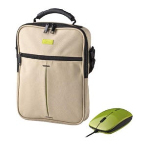 Trust Vertico 10 Inch Netbook Bag and Slimline Mouse - Brown/Green