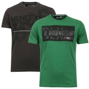 Henleys Men's 2 Pack T-Shirts - BlackX Green/Timber Charcoal