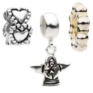 Amadora Angel And Hearts Pack Of Three Charms Set