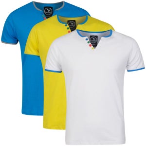 Benzini Men's Gogle 3-Pack T-Shirts - White/Electric/Yellow