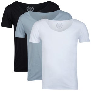 Brave Soul Men's Carnival 3-Pack Crew Neck T-Shirt - Black/Silver Grey/White