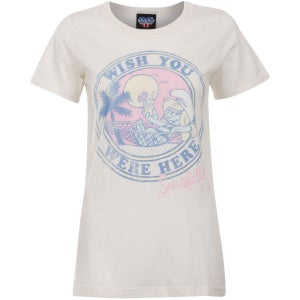Junk Food Women's Wish You Were Here Smurf T-Shirt - Sugar