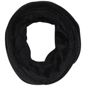 Women's Cable Knit Fur Trim Snood - Black