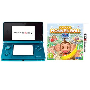 Nintendo 3DS Console (Aqua Blue) Bundle: Includes Super Monkey Ball