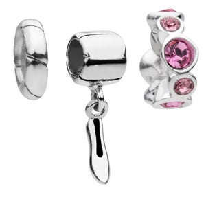 Amadora Shoe and Rose Crystal Set Of Three Charms 