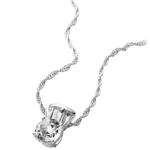 Silver Plated Round White Topaz Necklace