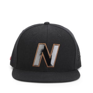 New Balance Unisex Snap 6 Panel Flat Peak Baseball Cap - Acrylic Black/Brown