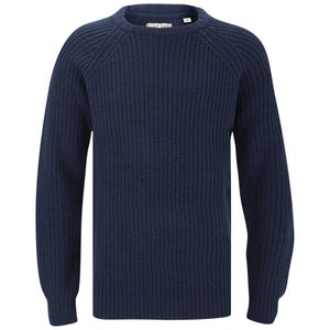 Brave Soul Men's Konstantig Knitted Elbow Patch Jumper - Navy