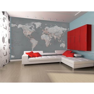 Silver Map Wall Mural