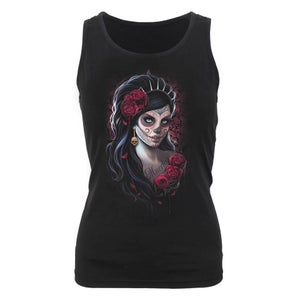 Spiral Women's DAY OF THE DEAD Razor Back Top - Black