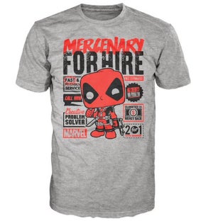 Marvel Deadpool for Hire Pop! T-Shirt - Grey