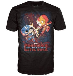 Marvel Civil War Fight Pop! T-Shirt - Noir