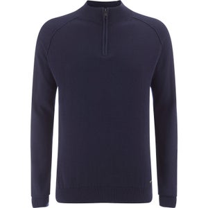 Threadbare Men's Annakin Quarter Zip Funnel Neck Knitted Jumper - Rich Navy