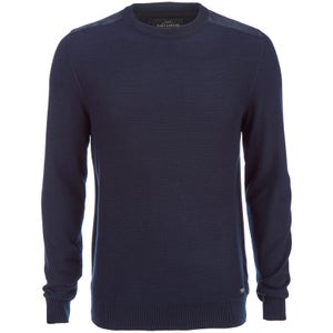 Threadbare Men's Quaker Waffle Shoulder Panel Jumper - Navy