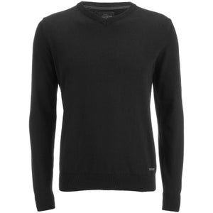 Threadbare Men's Bleak Cotton V-Neck Jumper - Jet Black