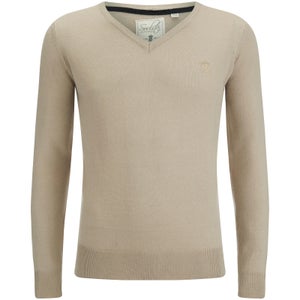 Soul Star Men's Alpha V Neck Jumper - Stone