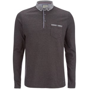 Brave Soul Men's Hera Long Sleeve Polo Shirt - Charcoal