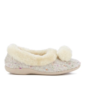 Dunlop Women's Alais Double Pom Pom Slippers - Natural