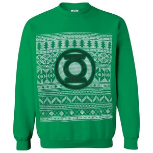 DC Comics Men's Green Lantern Fairisle Weihnachts-Sweatshirt – Grün
