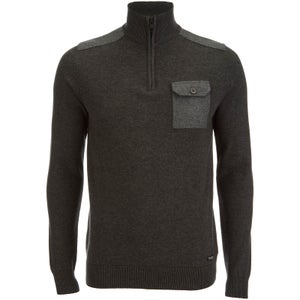 Threadbare Men's Julian 1/2 Zip Funnel Neck Jumper - Charcoal Marl