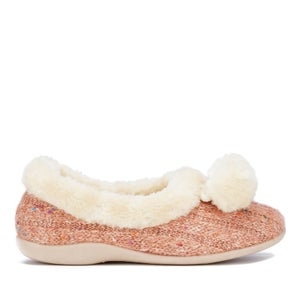 Dunlop Women's Alais Double Pom Pom Slippers - Peach