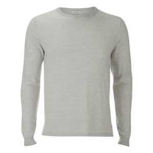 Jack & Jones Originals Men's Leo Stripe Crew Neck Jumper - Light Grey Marl