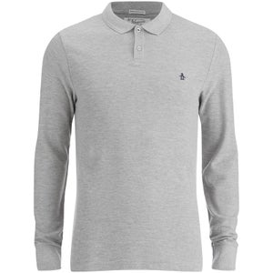 Original Penguin Men's Long Sleeve Polo Shirt - Rain Heather