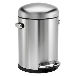 simplehuman Round Brushed Steel Retro Pedal Bin 4.5L