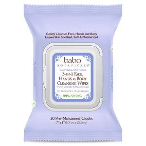Babo Botanicals 3-in-1 Calming Face, Hand, Body Wipes - Lavender & Meadowsweet