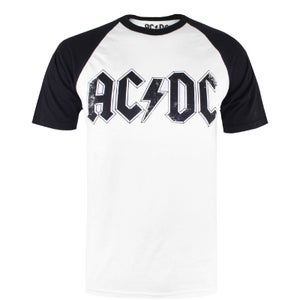 ACDC Logo Raglan Logo Heren T-Shirt - Wit/Zwart