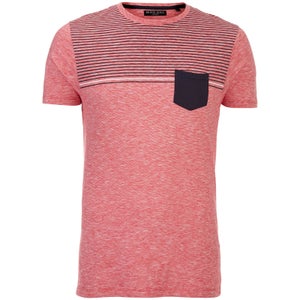 Brave Soul Men's Lenin Stripe Pocket T-Shirt - Red/Navy/White