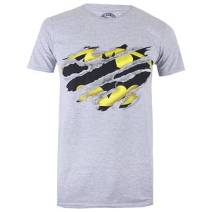 DC Comics Men's Batman Torn T-Shirtport Grey