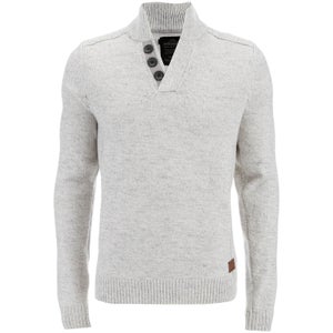 Threadbare Men's Tanner Button Neck Jumper - Winter White
