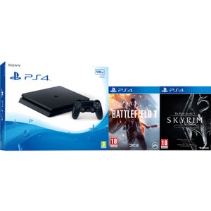 PlayStation 4 Slim 500GB Console with Battlefield 1 & The Elder Scrolls V: Skyrim Special Edition