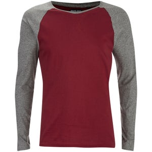 Brave Soul Men's Osbourne Raglan Long Sleeve Top - Burgundy