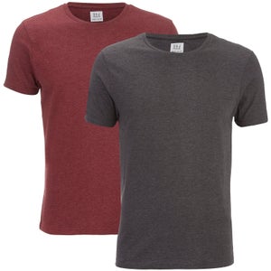 Smith & Jones Men's Purlin 2 Pack T-Shirt - Charcoal/Burgundy