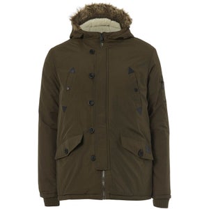 Brave Soul Men's Noel Fur Trim Parka Jacket - Khaki