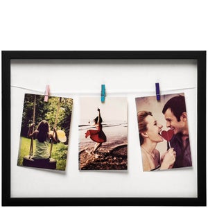 Washing Line 3 Peg Photo Frame - Black