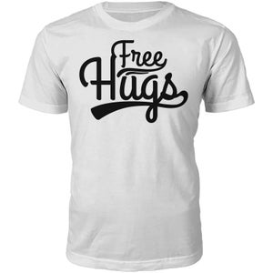 Free Hugs Slogan T-Shirt - White