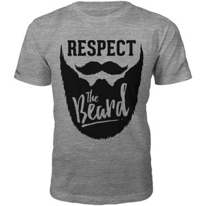 Respect The Beard Slogan T-Shirt - Grey