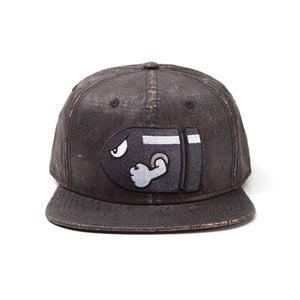 Nintendo Super Mario Bullet Bill Snapback Cap with Embroidery - Black