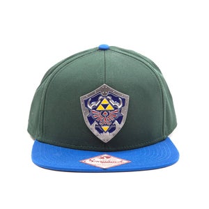 Nintendo The Legend of Zelda Metal Hylian Shield Snapback Cap - Green/Blue