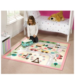 Flair Matrix Kiddy Rug - Town Map Girls Multi(133X133)