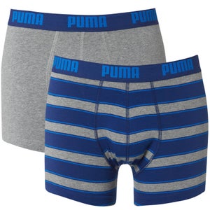 Puma Men's 2 Pack Rugby Striped Boxers - Blue/Grey