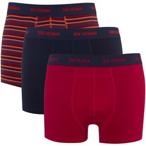 Ben Sherman Men's Kent 3 Pack Boxers - Navy/Red
