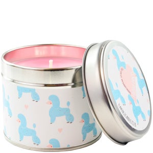 Pink Cranberry Marmalade Poodle Party Print Tin Candle