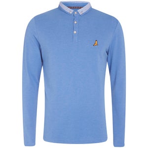 Brave Soul Men's Hatter Long Sleeve Polo Shirt - Blue Marl